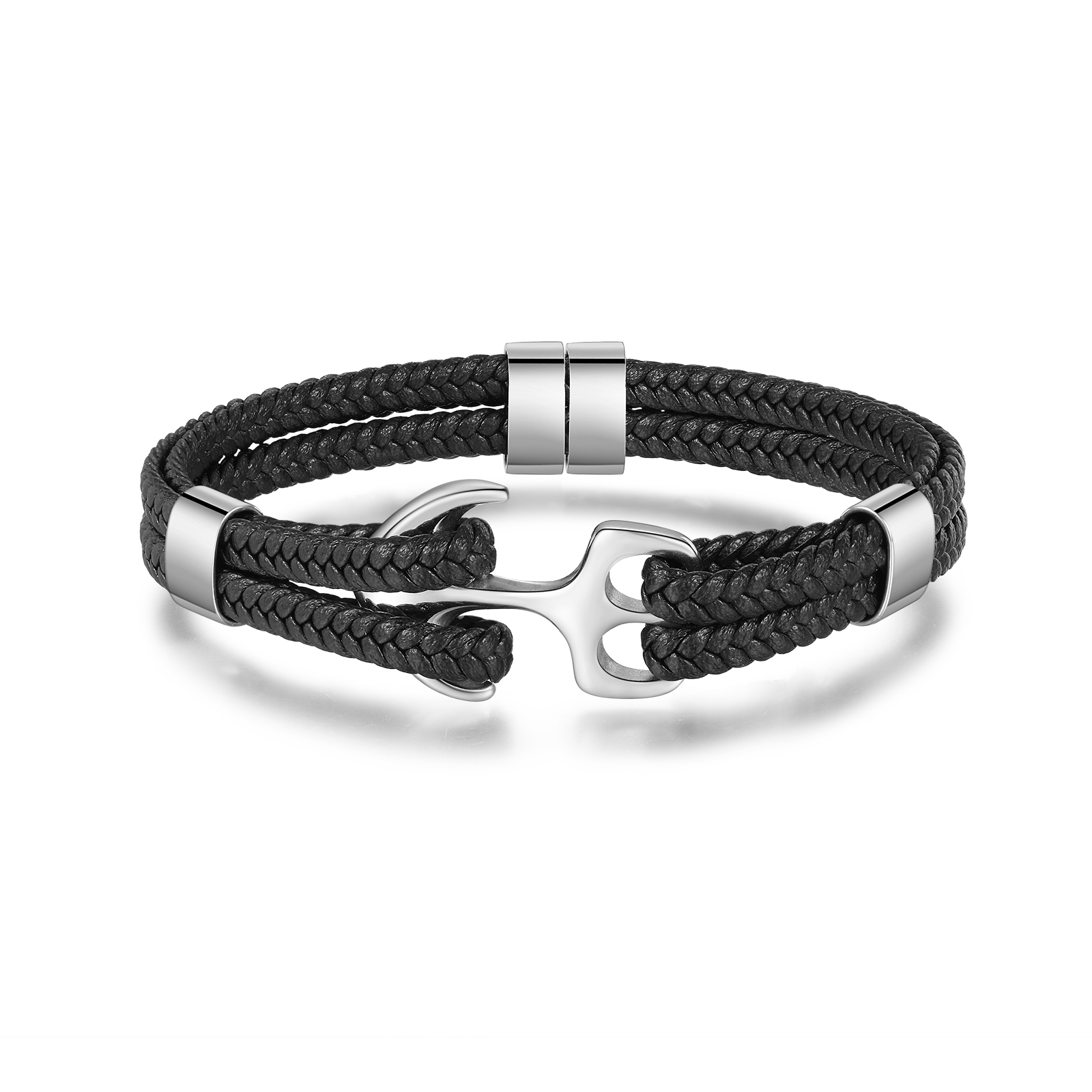 Bracelet personnalisé ancre en Acier avec 2 Prénoms gravés - Cadeau pour Homme  | Jessemade
