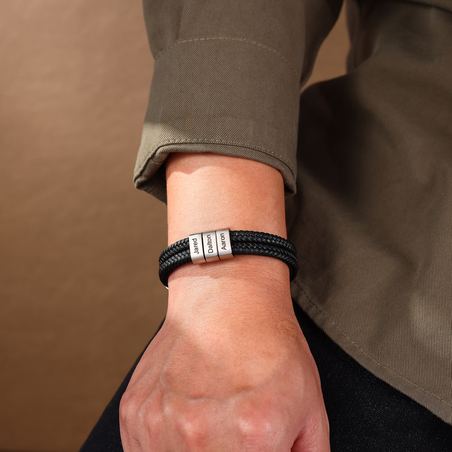 Bracelet personnalisé ancre en Acier avec 3 Prénoms gravés - Cadeau pour Homme  | Jessemade