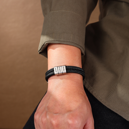 Bracelet personnalisé ancre en Acier avec 3 Prénoms gravés - Cadeau pour Homme  | Jessemade