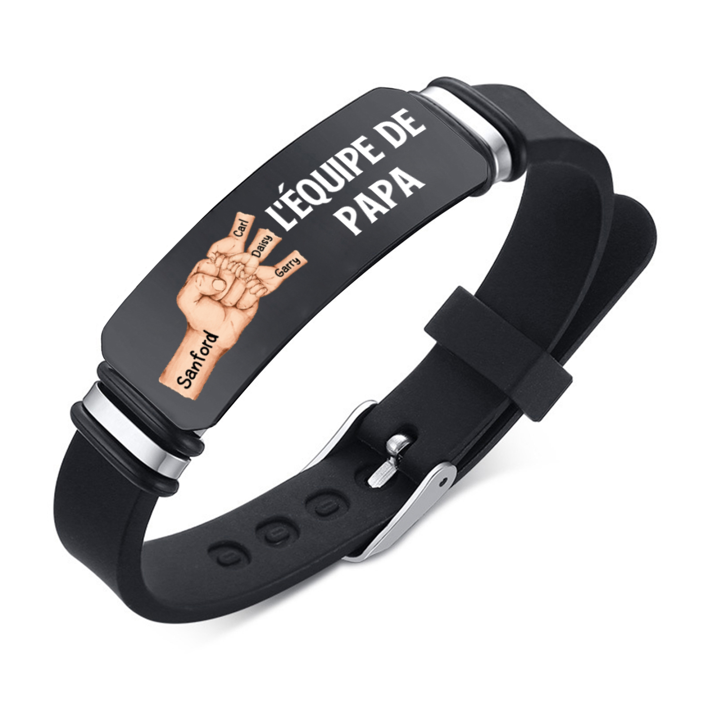 Bracelet Homme pour Papa avec 4 Prénoms Gravés – Bijou Famille | Jessemade