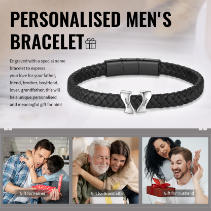 Bracelet à Personnaliser avec 2 Noms en Acier Inoxydable - Cadeau pour Homme  | Jessemade