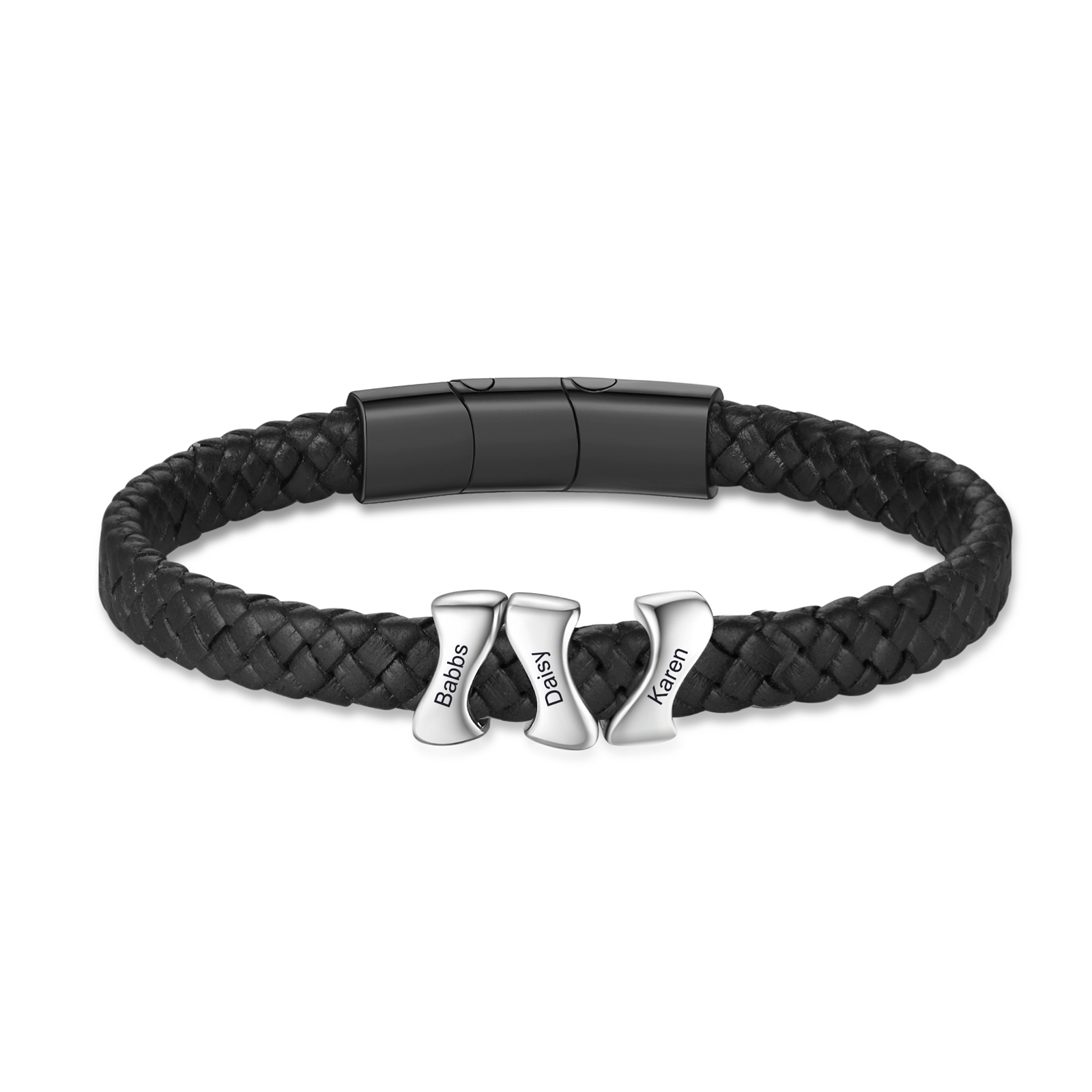 Bracelet à Personnaliser avec 3 Noms en Acier Inoxydable - Cadeau pour Homme  | Jessemade