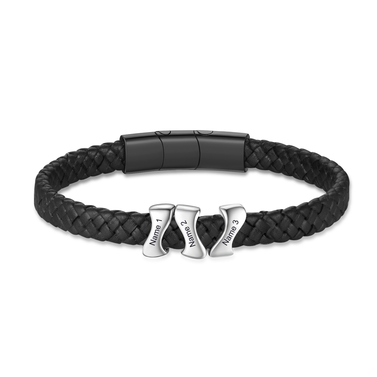 Bracelet à Personnaliser avec 3 Noms en Acier Inoxydable - Cadeau pour Homme  | Jessemade