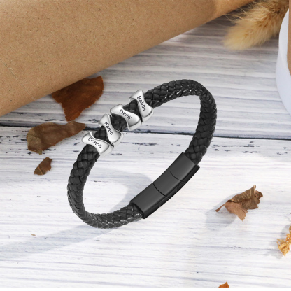 Bracelet à Personnaliser avec 4 Noms en Acier Inoxydable - Cadeau pour Homme  | Jessemade
