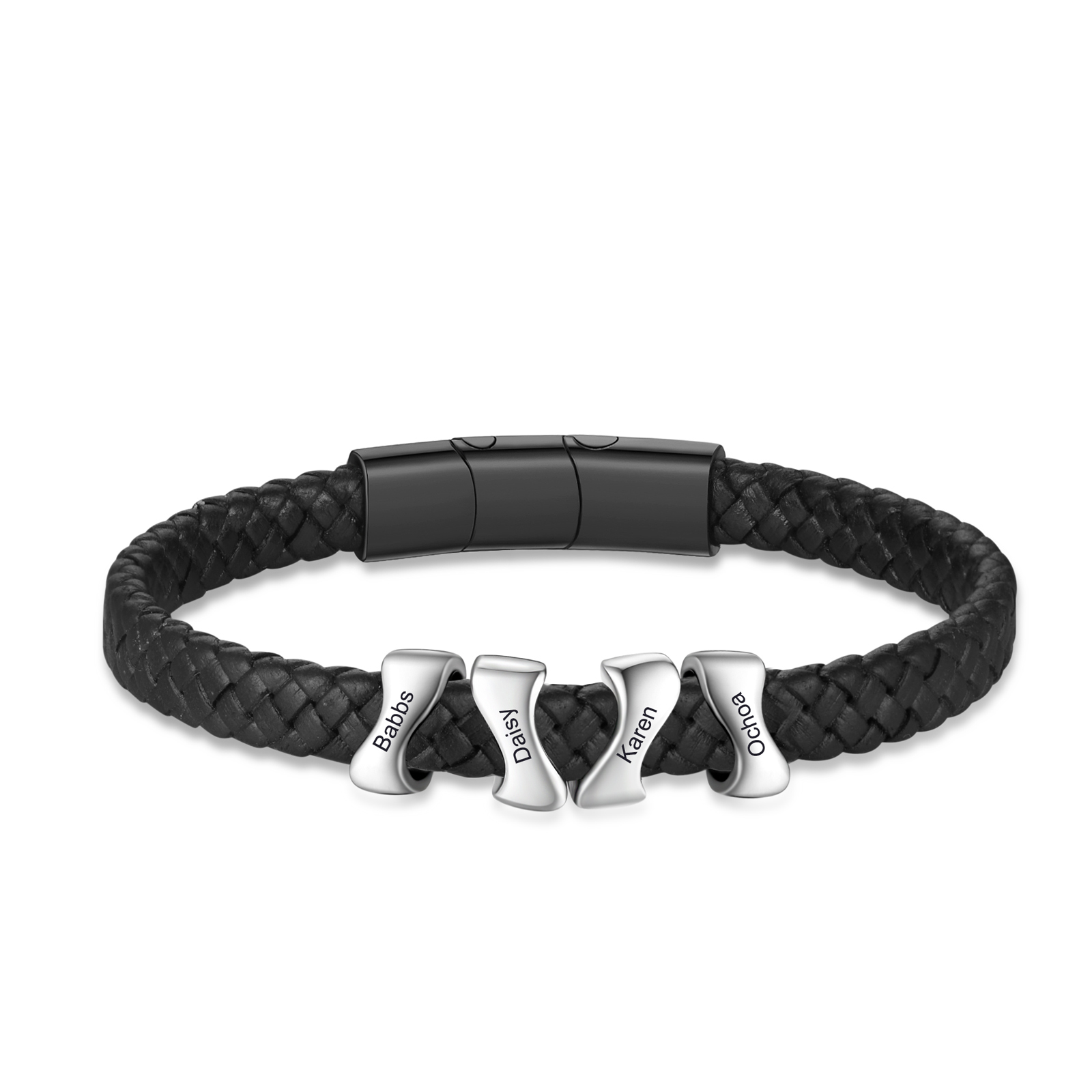Bracelet à Personnaliser avec 4 Noms en Acier Inoxydable - Cadeau pour Homme  | Jessemade