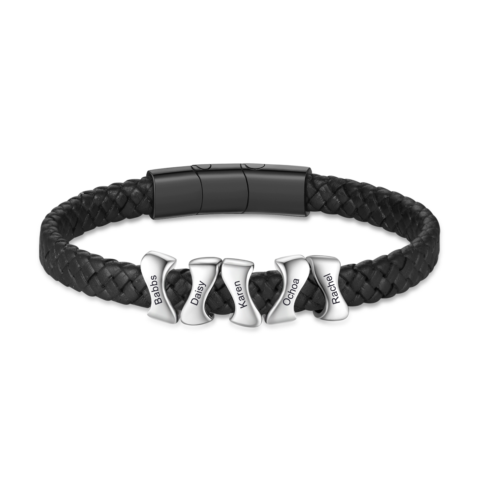 Bracelet à Personnaliser avec 5 Noms en Acier Inoxydable - Cadeau pour Homme  | Jessemade