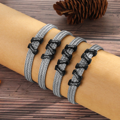 Bracelet en Acier Inoxydable à Personnaliser avec 3 Noms - Cadeau pour Homme  | Jessemade