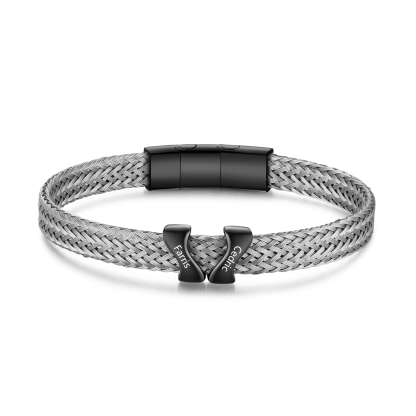 Bracelet Personnalisable 2 Noms en Acier Inoxydable pour Homme | Jessemade
