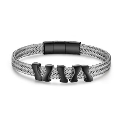 Bracelet en Acier Inoxydable à Personnaliser avec 5 Noms - Cadeau pour Homme  | Jessemade