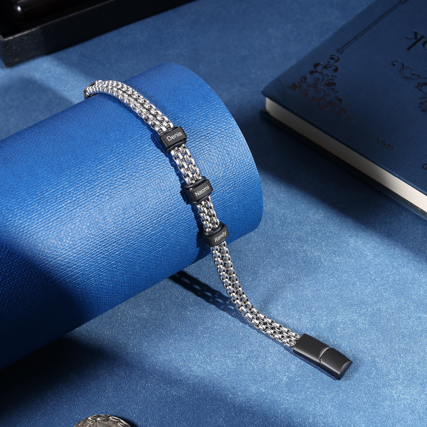 Bracelet Personnalisé avec 3 Prénoms Gravés en Acier Inoxydable - Cadeau pour Homme｜Jessemade