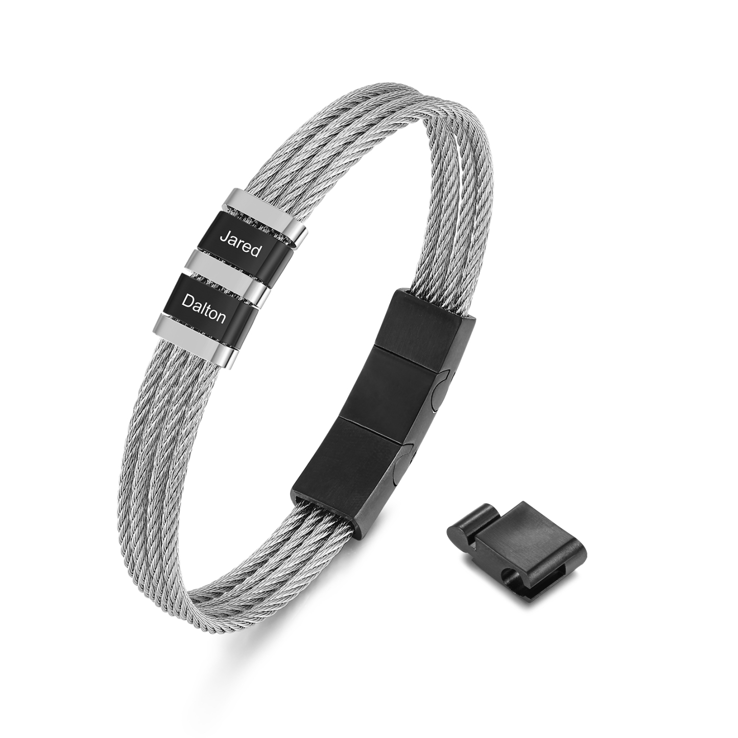 Bracelet Homme  Personnalisé avec Gravure de 2 Prénoms en Acier Inoxydable | Jessemade