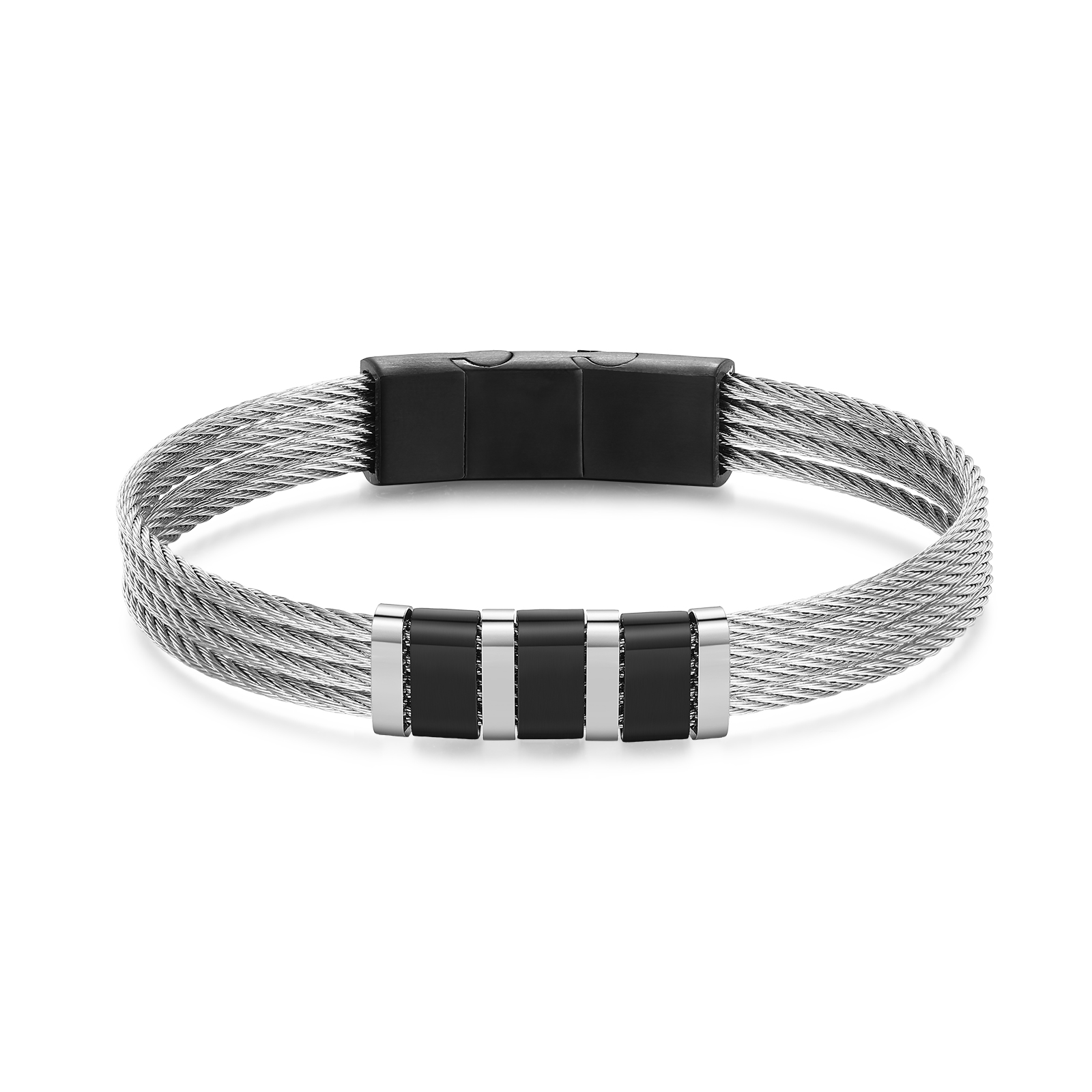 Bracelet Homme  Personnalisé avec Gravure de 3 Prénoms en Acier Inoxydable | Jessemade