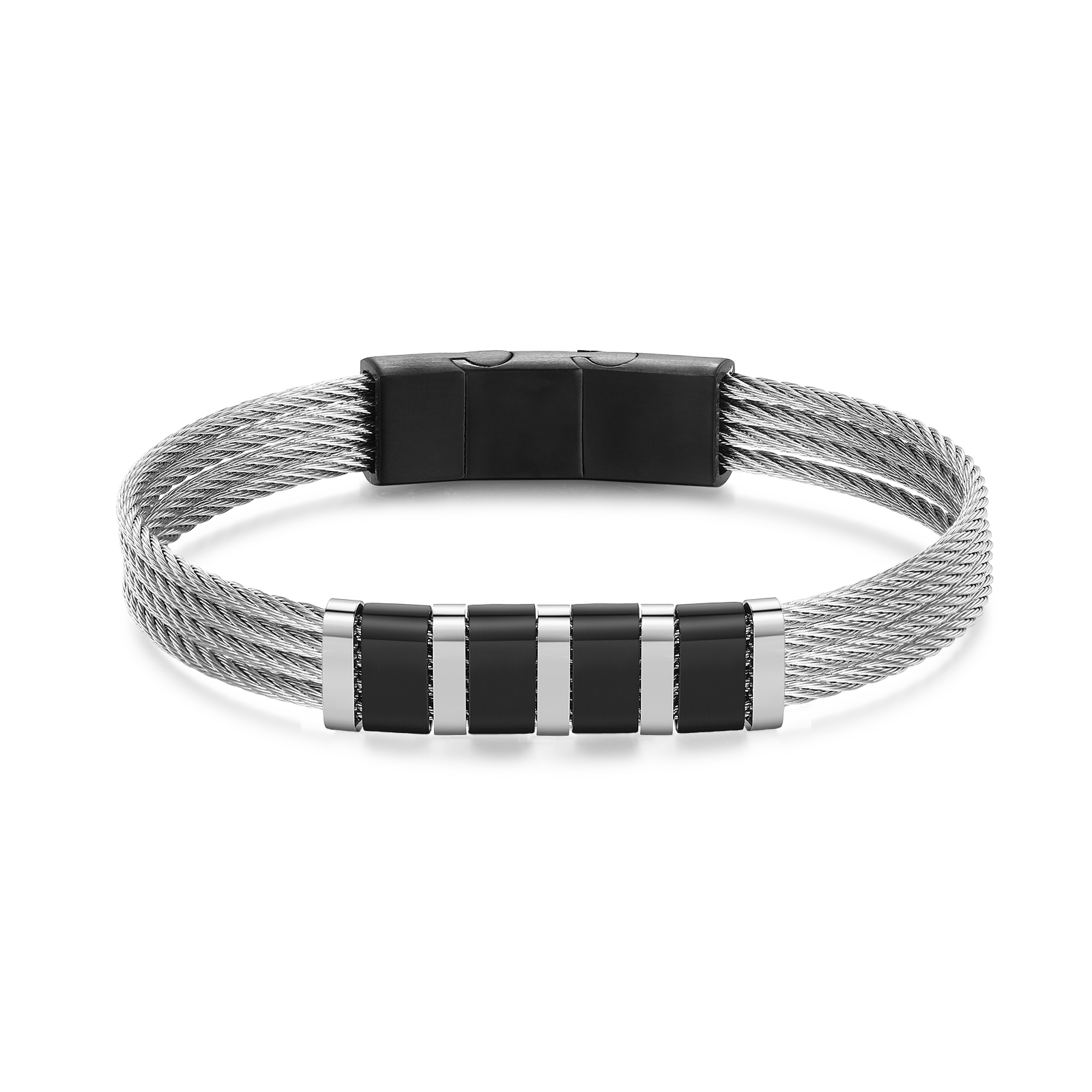Bracelet Homme  Personnalisé avec Gravure de 4 Prénoms en Acier Inoxydable | Jessemade