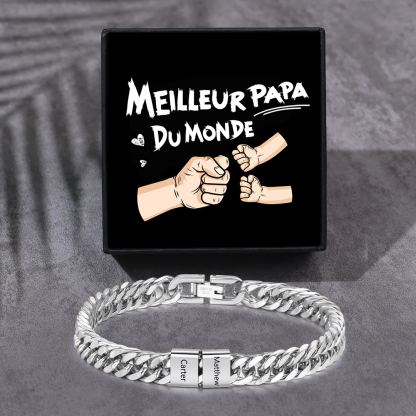 🔥Bracelet Homme en acier inoxydable Personnalisée avec 2-6 Prénoms Bracelet Personnalisable Argent/Or/Noir | Jessemade