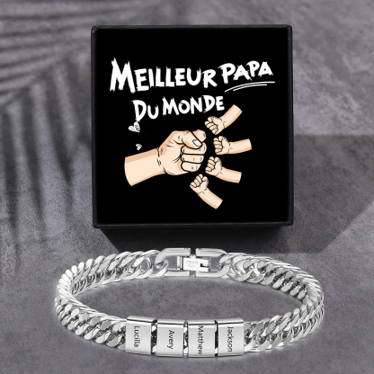 🔥Bracelet Homme en acier inoxydable Personnalisée avec 2-6 Prénoms Bracelet Personnalisable Argent/Or/Noir | Jessemade