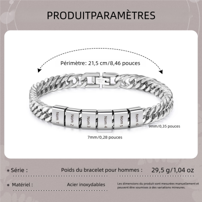 🔥Bracelet Homme en acier inoxydable Personnalisée avec 2-6 Prénoms Bracelet Personnalisable Argent/Or/Noir | Jessemade