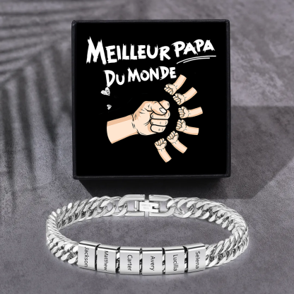 Bracelet homme personnalisé en acier – 3 prénoms gravés, idée cadeau originale pour homme | Jessemade