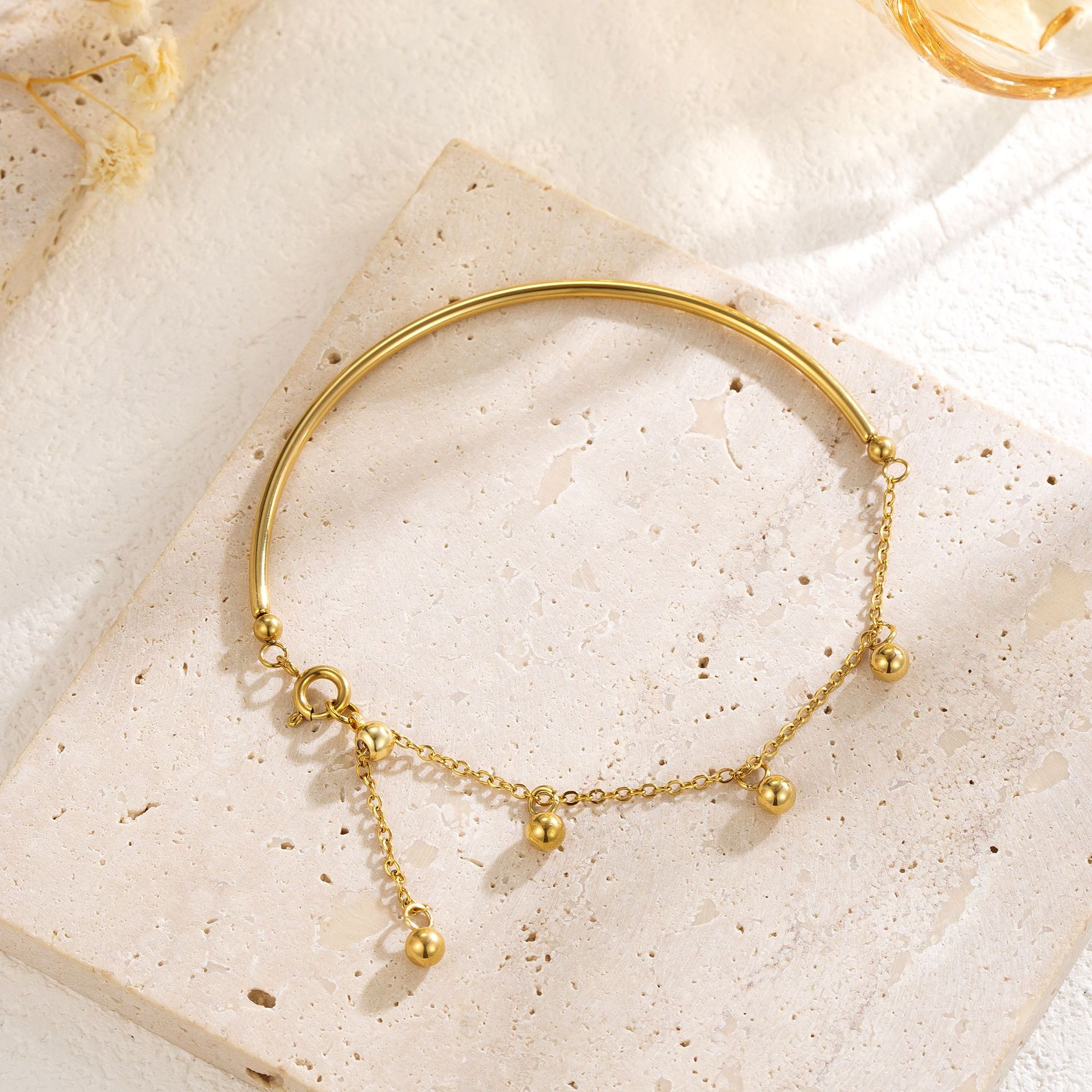 Bracelet Jonc doré à Pampilles Boules pour Femme | Jessemade