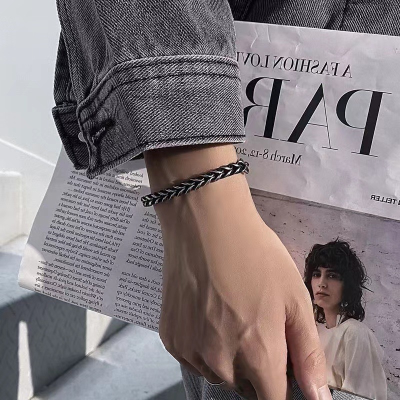 Bracelet Chaîne Noire Tressée Style Vintage pour Homme | Jessemade