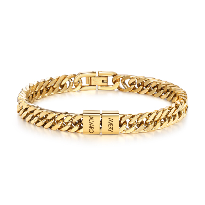 Bracelet Homme en acier inoxydable Personnalisée avec 2-6 Prénoms Bracelet Personnalisable Argent | Jessemade