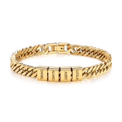 Bracelet Homme en acier inoxydable Personnalisée avec 2-6 Prénoms Bracelet Personnalisable Argent | Jessemade