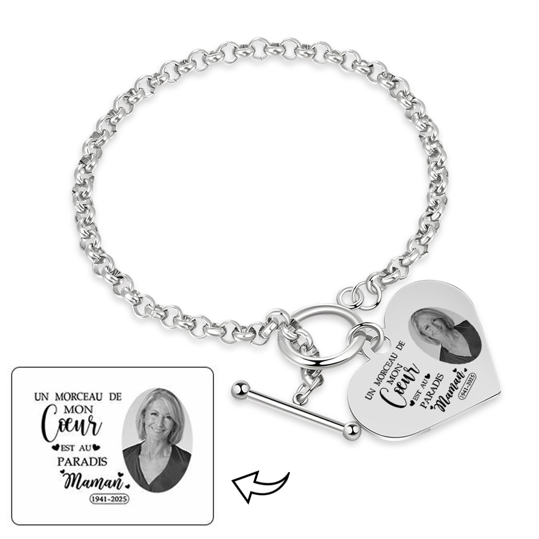 Bracelet Cœur Commémoratif - Un morceau de mon Cœur est au Paradis