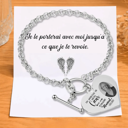Bracelet cœur photo et nom personnalisés Cadeau hommage | Jessemade