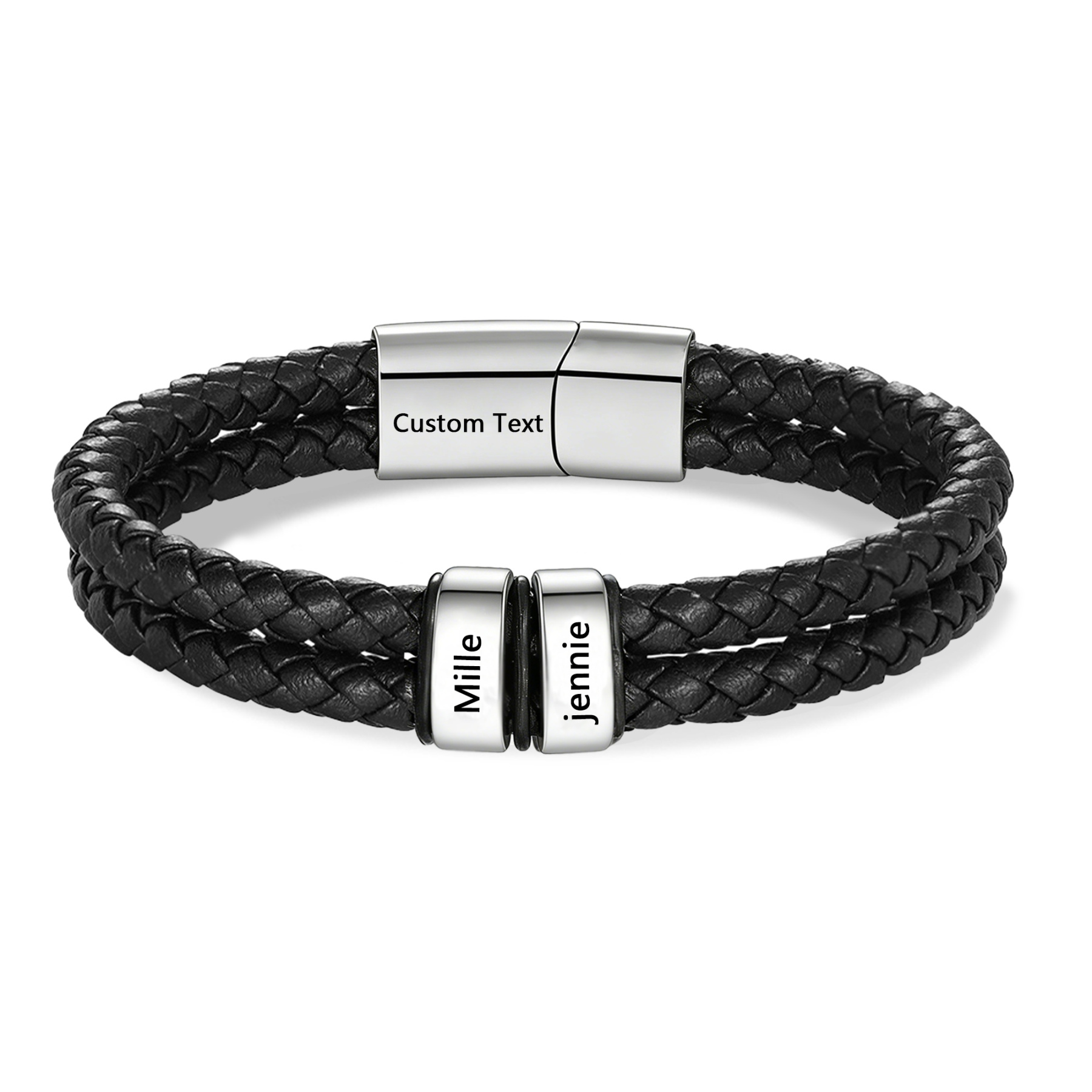 Bracelet Homme personnalisé avec 2-6 Prénoms et 1 Texte gravé | Jessemade
