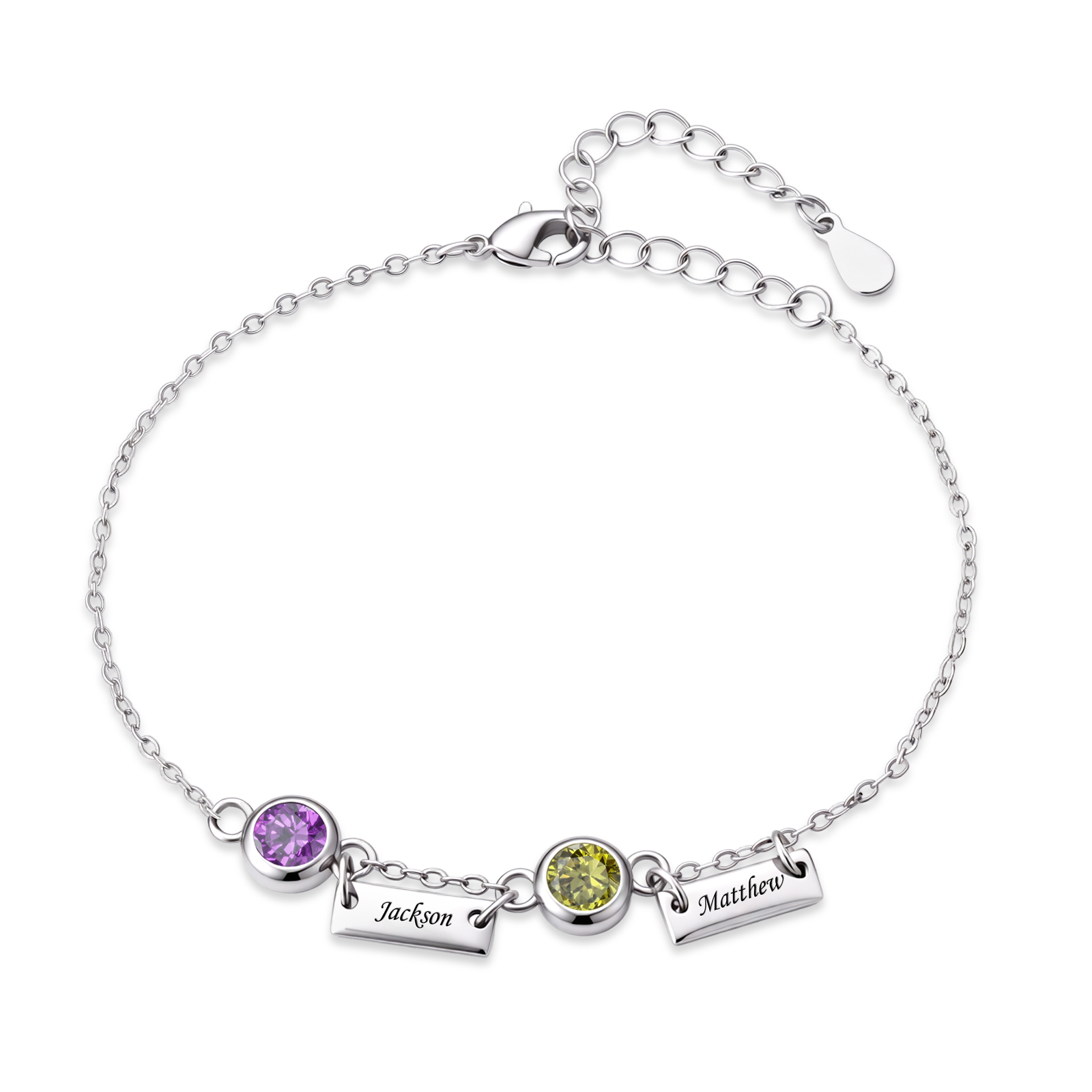 Bracelet Personnalisé avec 1 à 6 Prénoms & Pierres de Naissance – Bijou Unique pour Femme