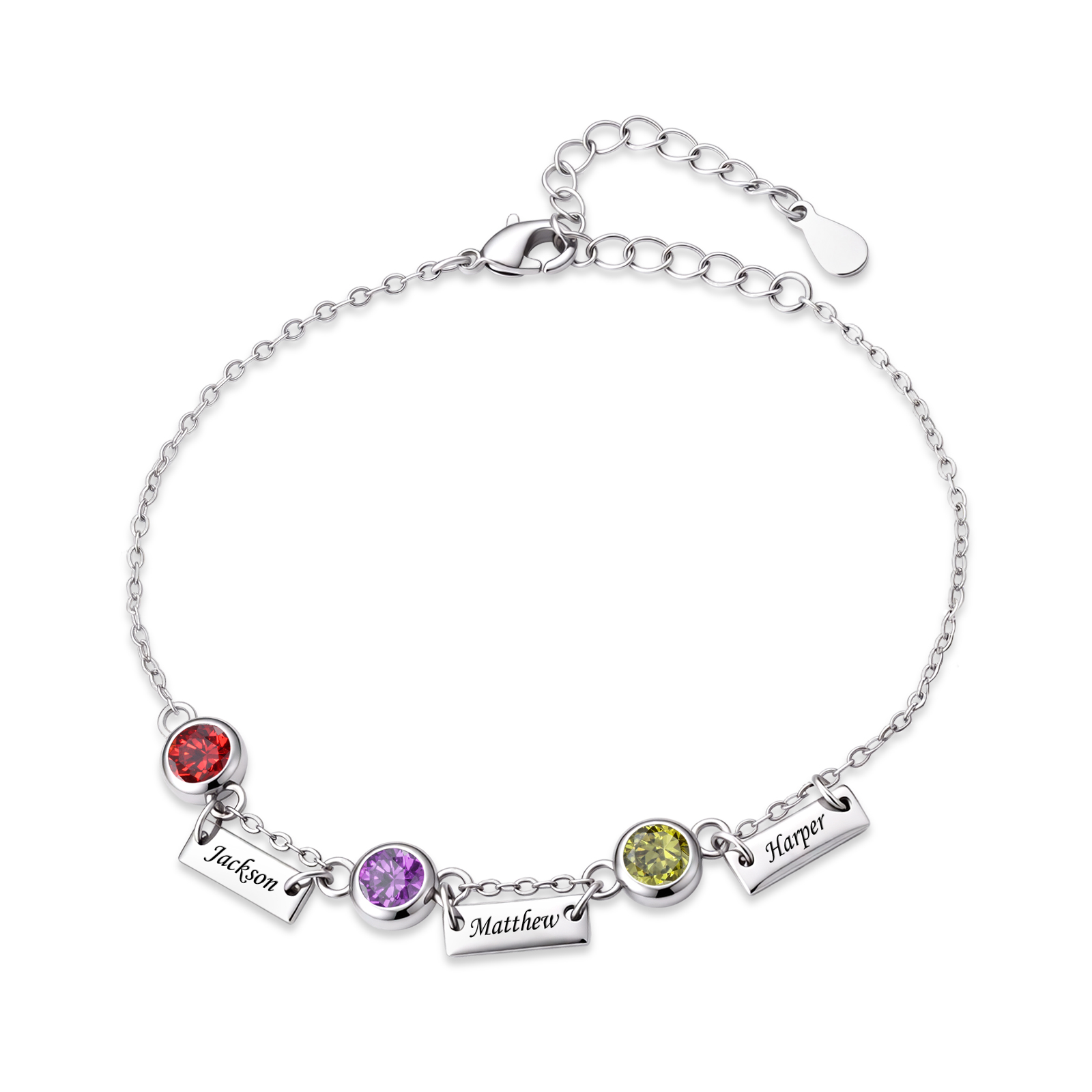Bracelet Personnalisé avec 1 à 6 Prénoms & Pierres de Naissance – Bijou Unique pour Femme