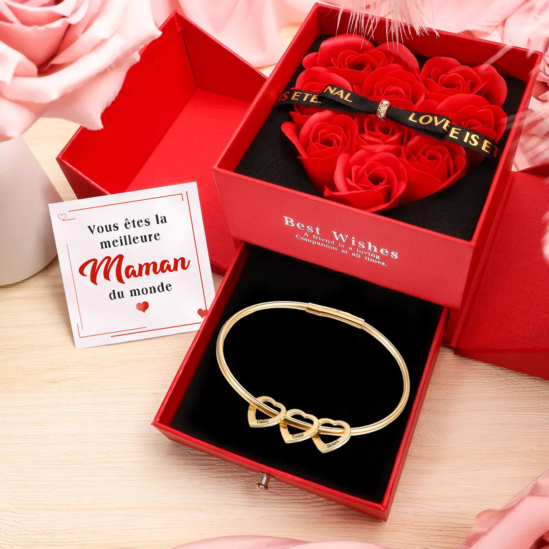 Bracelet Personnalisé avec 2 à 6 Prénoms & Pierres de Naissance – Argent, Or ou Or Rose – Coffret Cadeau Élégant pour Maman