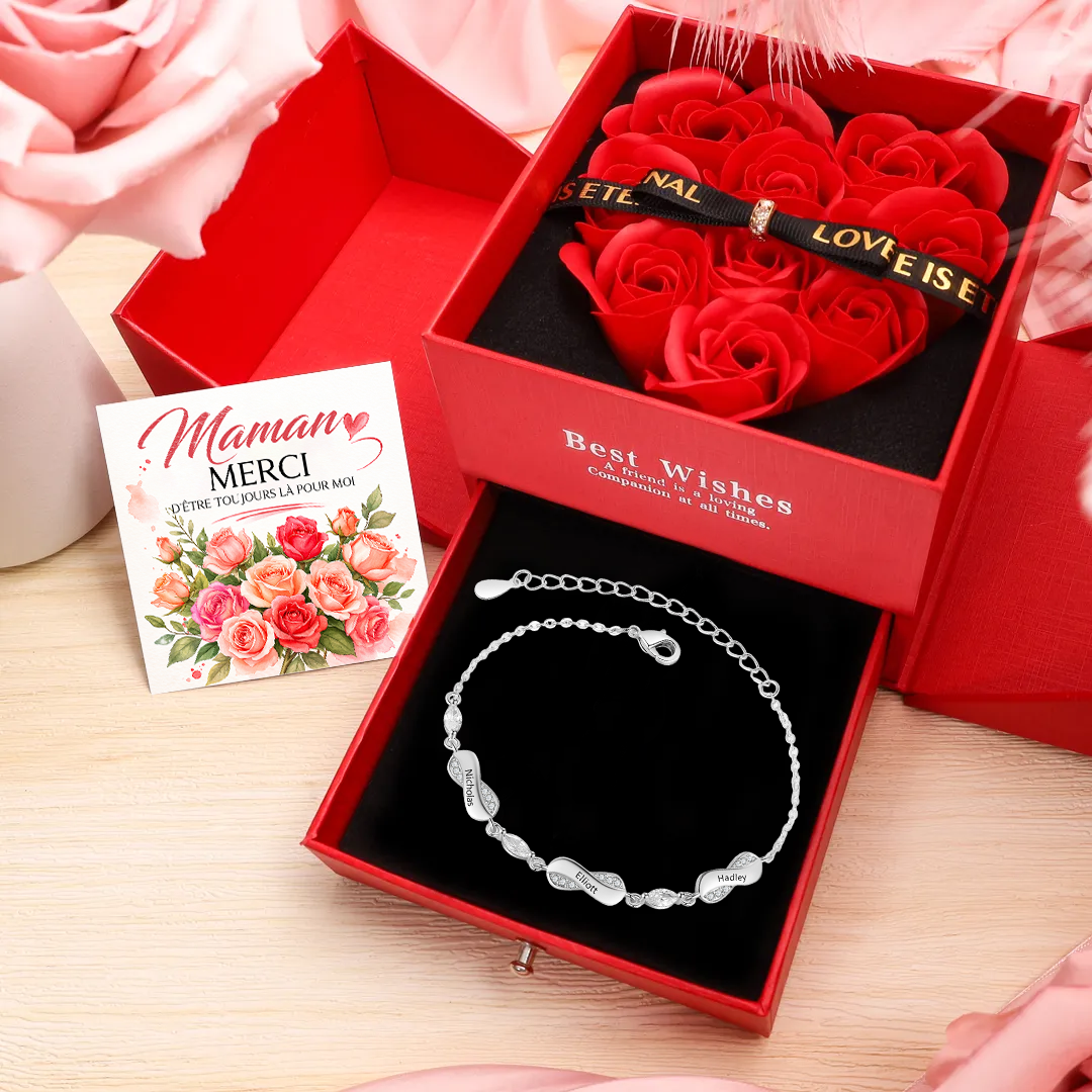[Copy]Bracelet Prénom Personnalisé pour Femme – Jusqu’à 5 Noms, Bracelet Infini Symbolique d'Amour