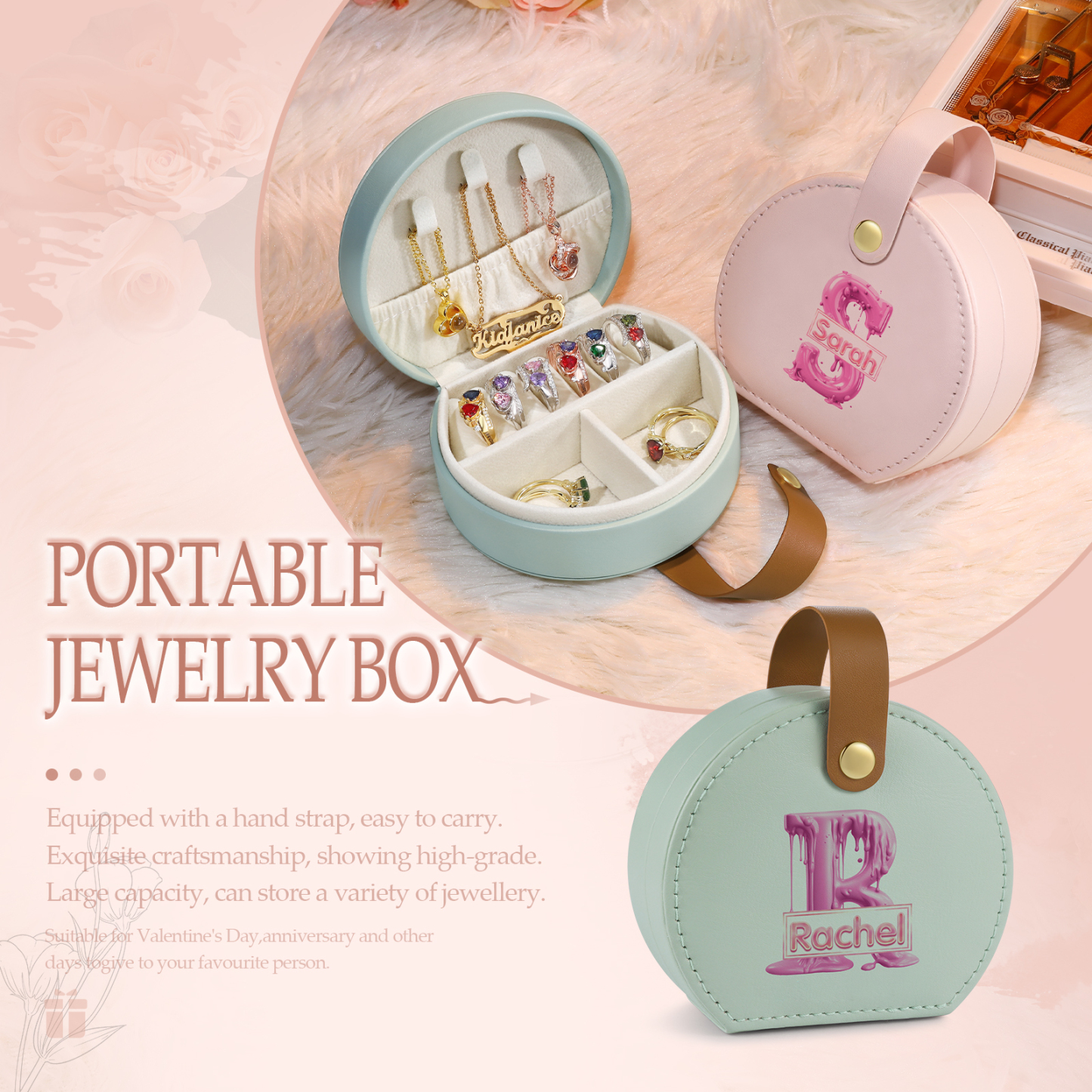 Boîte à Bijoux Personnalisée avec Initiale et Nom pour Femme|Jessemade