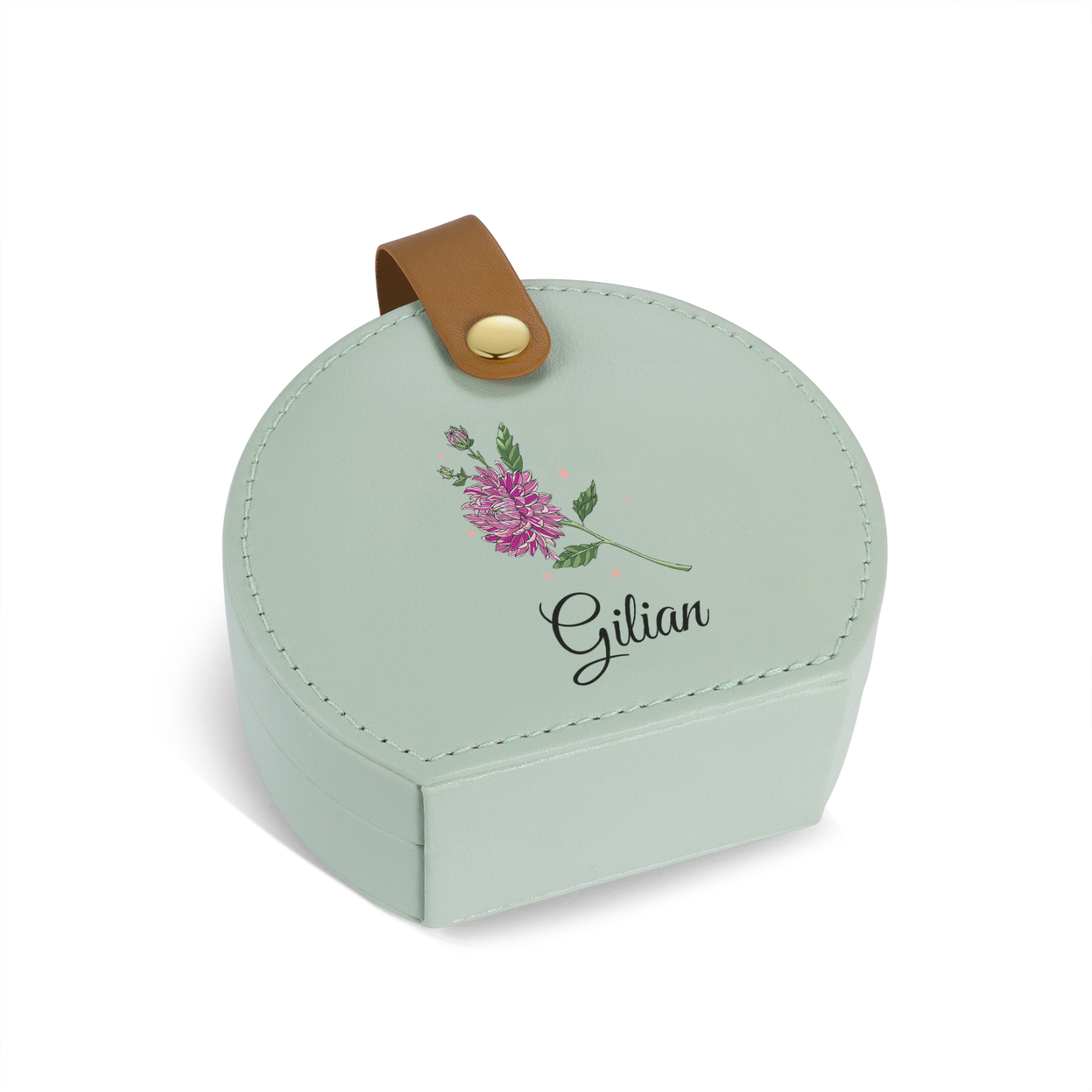Boîte à Bijoux Personnalisée avec 1 Prénom et Fleur de Naissance pour Femme|Jessemade