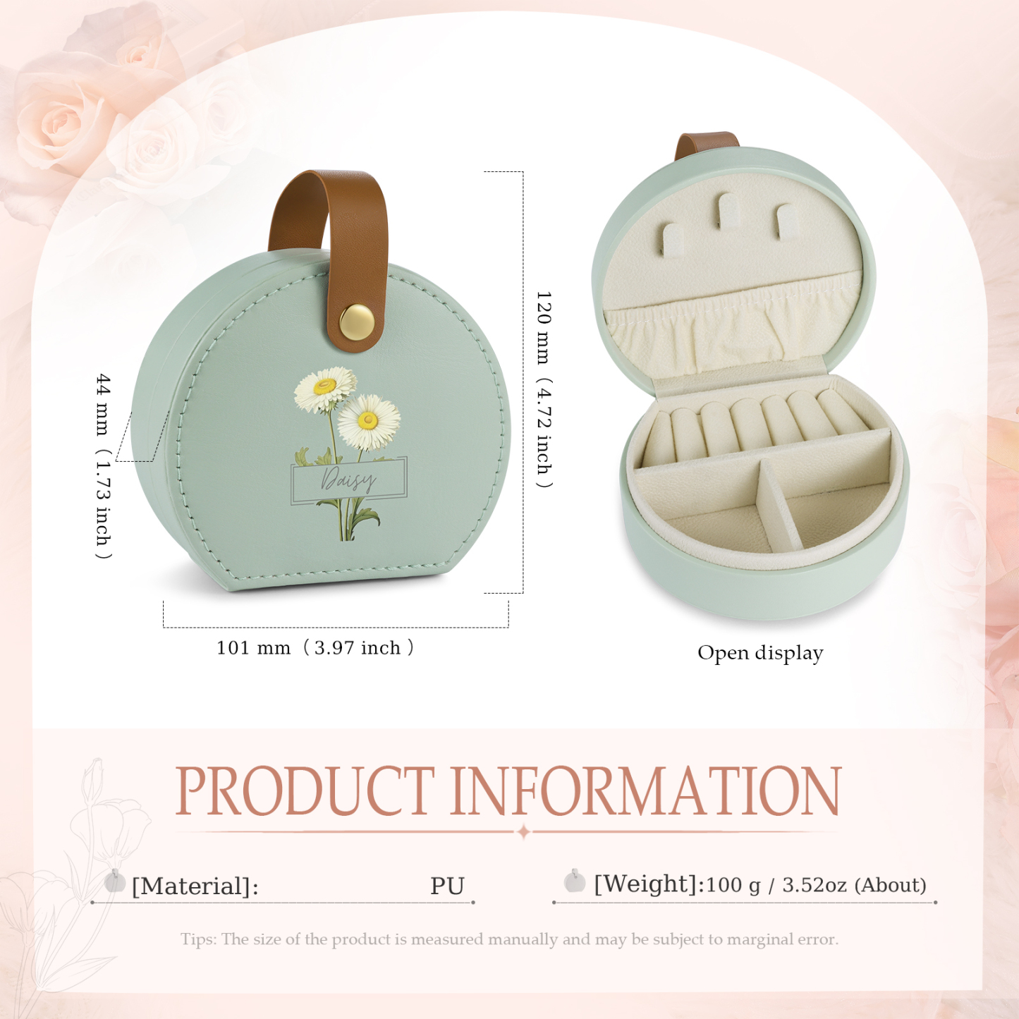 Boîte à Bijoux Personnalisée avec Fleur de Naissance et Prénom pour Femme|Jessemade