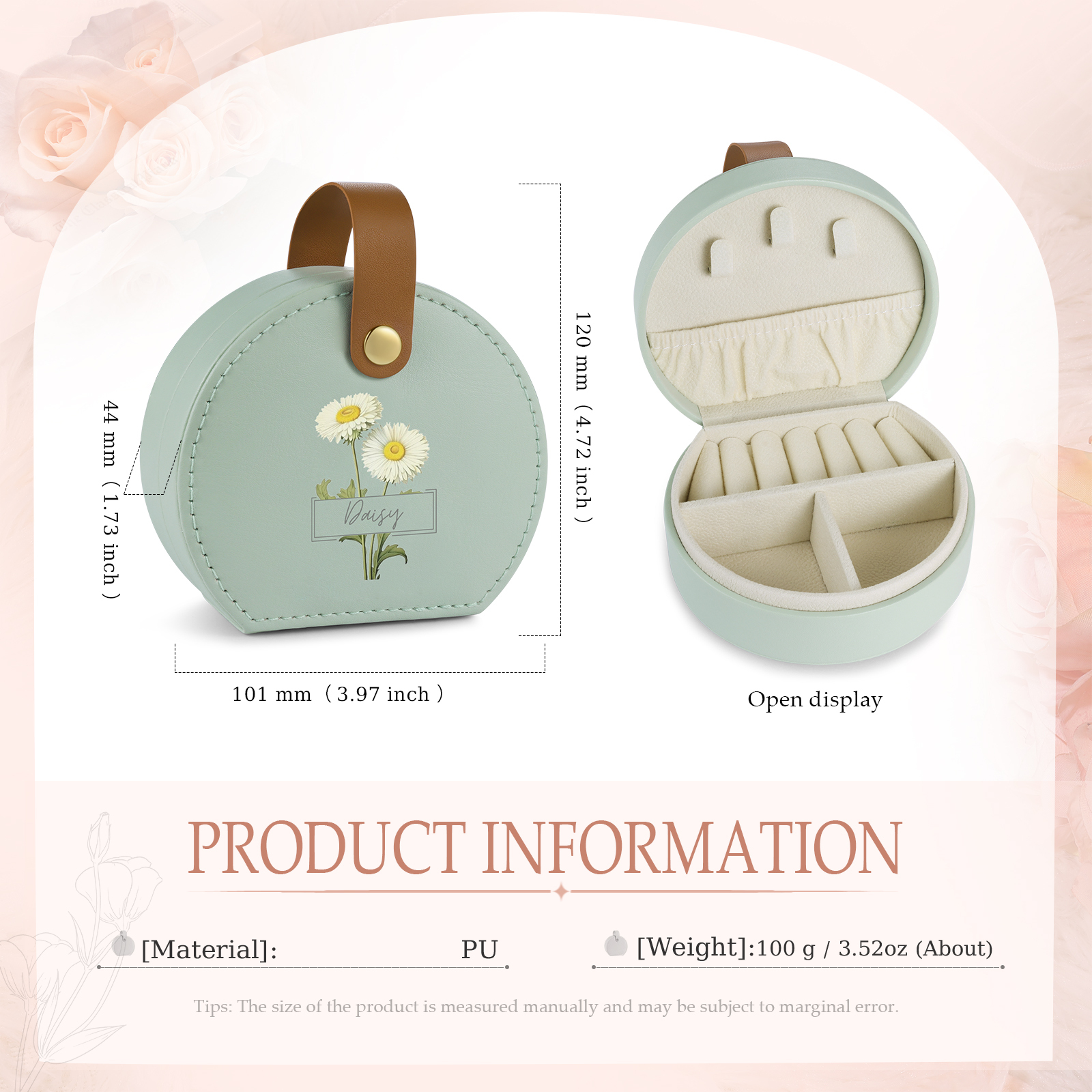 Boîte à Bijoux Personnalisée avec Fleur de Naissance et Prénom pour Femme|Jessemade