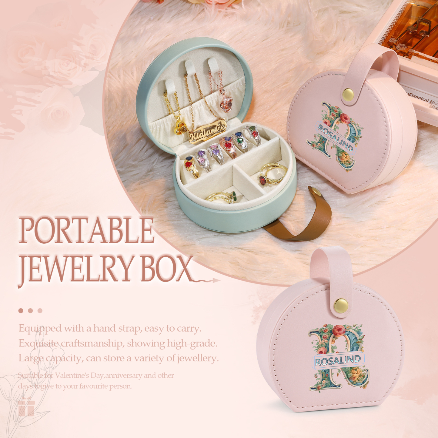 Boîte à Bijoux 1 Prénom et Lettre Personnalisés pour Femme|Jessemade