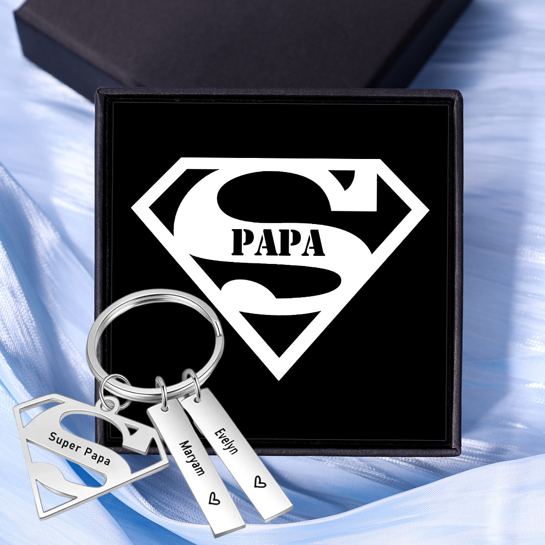 À mon Papa - Porte-Clés 2 Prénoms Personnalisé avec Texte | Jessemade