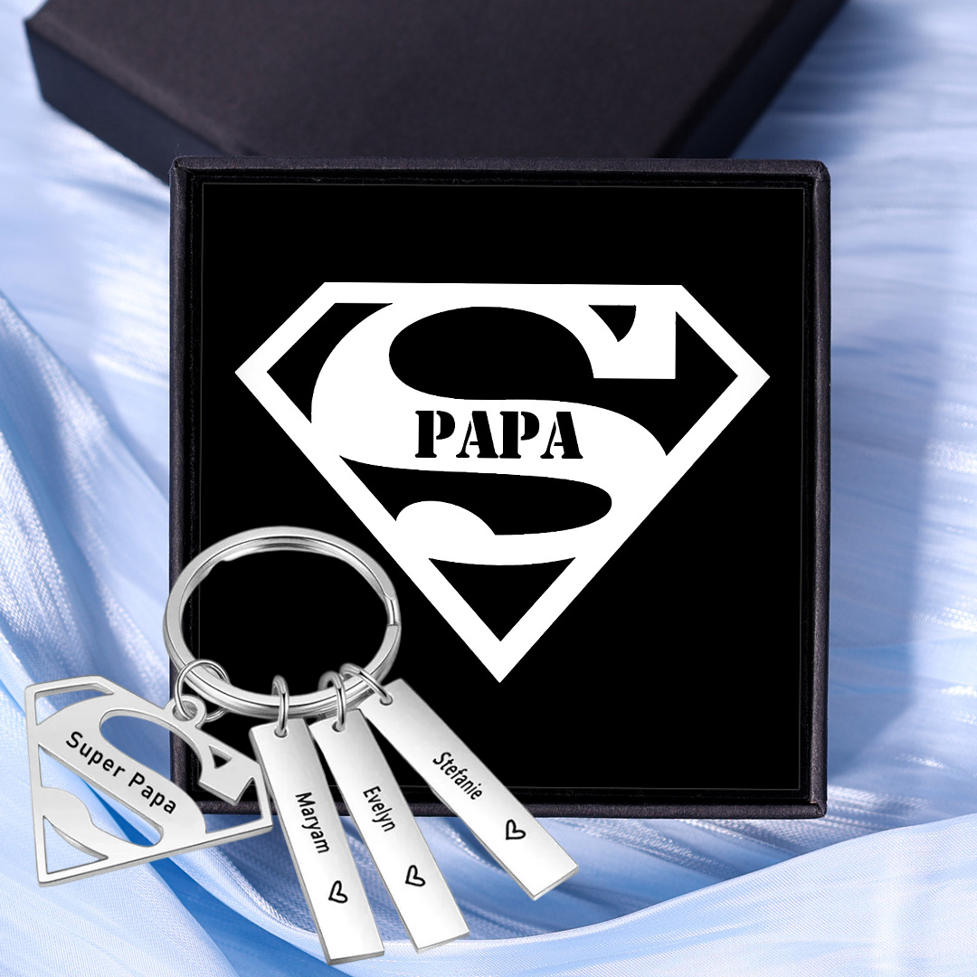 À mon Papa - Porte-Clés 3 Prénoms Personnalisé avec Texte