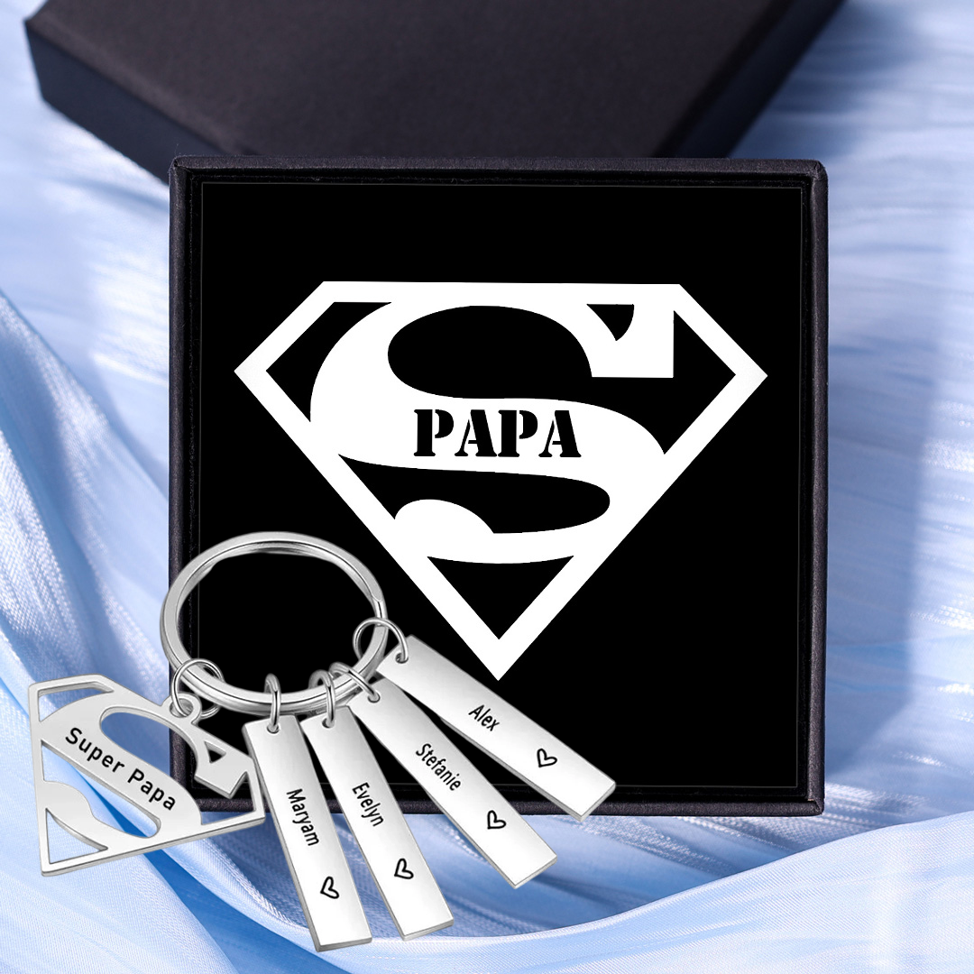 À mon Papa - Porte-Clés 4 Prénoms Personnalisé avec Texte | Jessemade