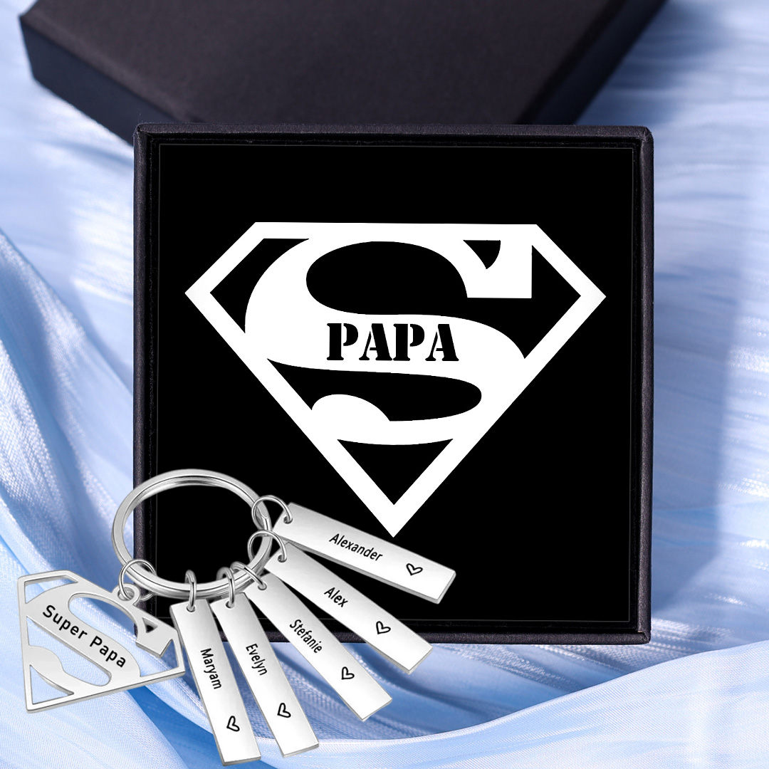 À mon Papa - Porte-Clés 5 Prénoms Personnalisé avec Texte | Jessemade