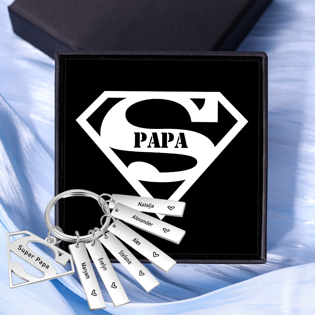 À mon Papa - Porte-Clés 6 Prénoms Personnalisé avec Texte