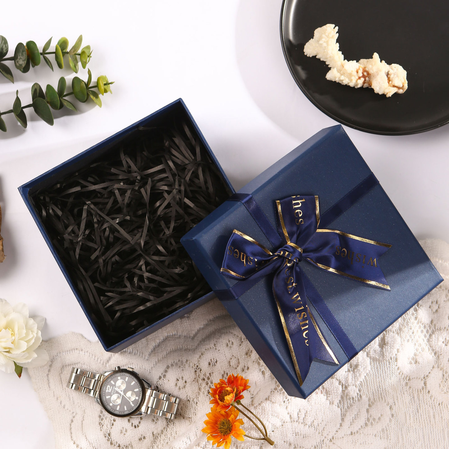 Boîte Cadeau Premium en Papier Bleu | Jessemade