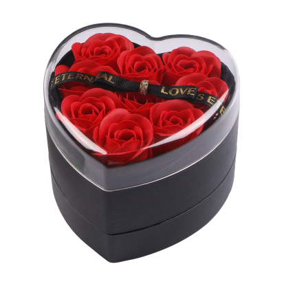 Boîte à Bijoux en Forme de Cœur avec Roses Coffre Cadeau Rouge,Noir |