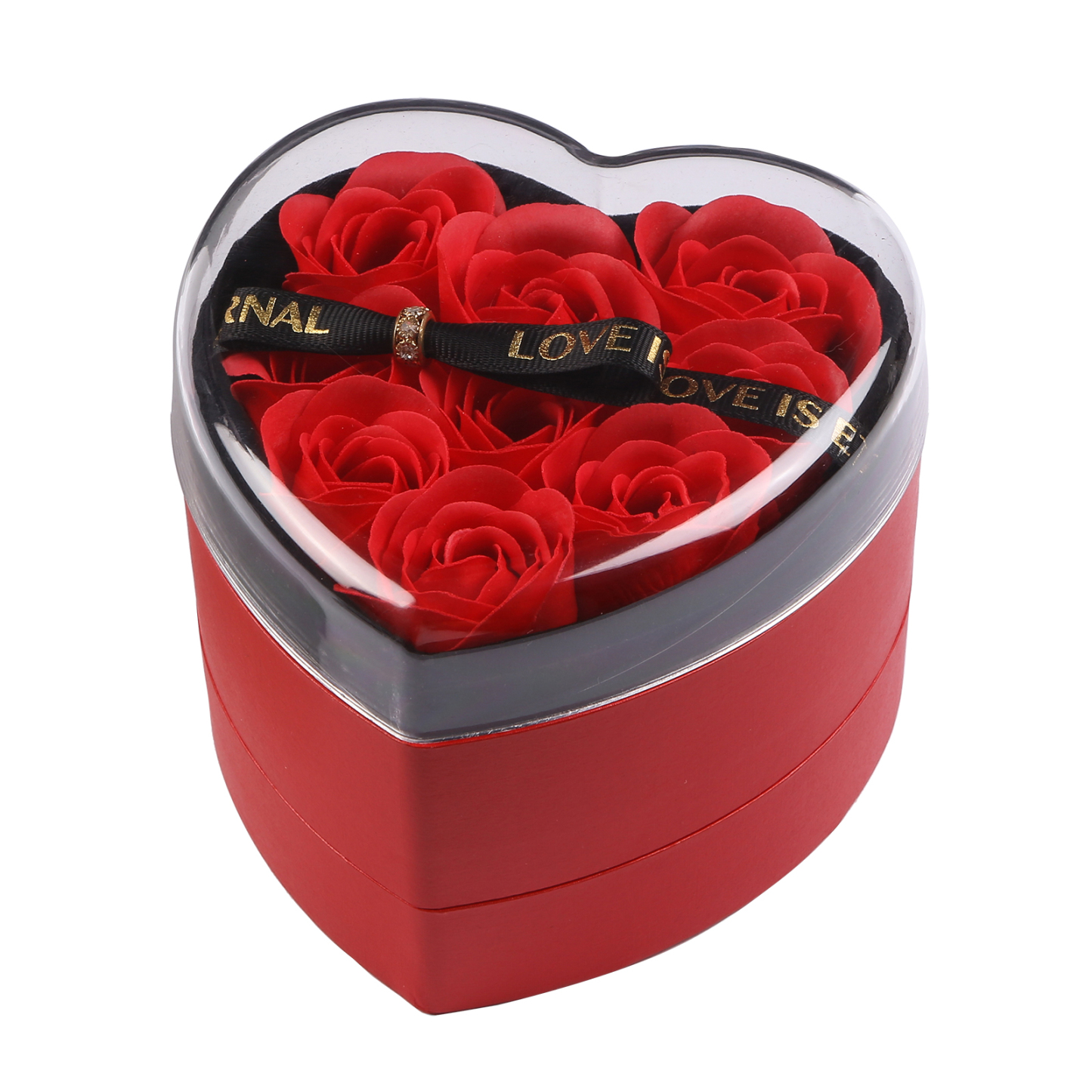 Boîte à Bijoux en Forme de Cœur avec Roses Coffre Cadeau Rouge,Noir | Jessemade