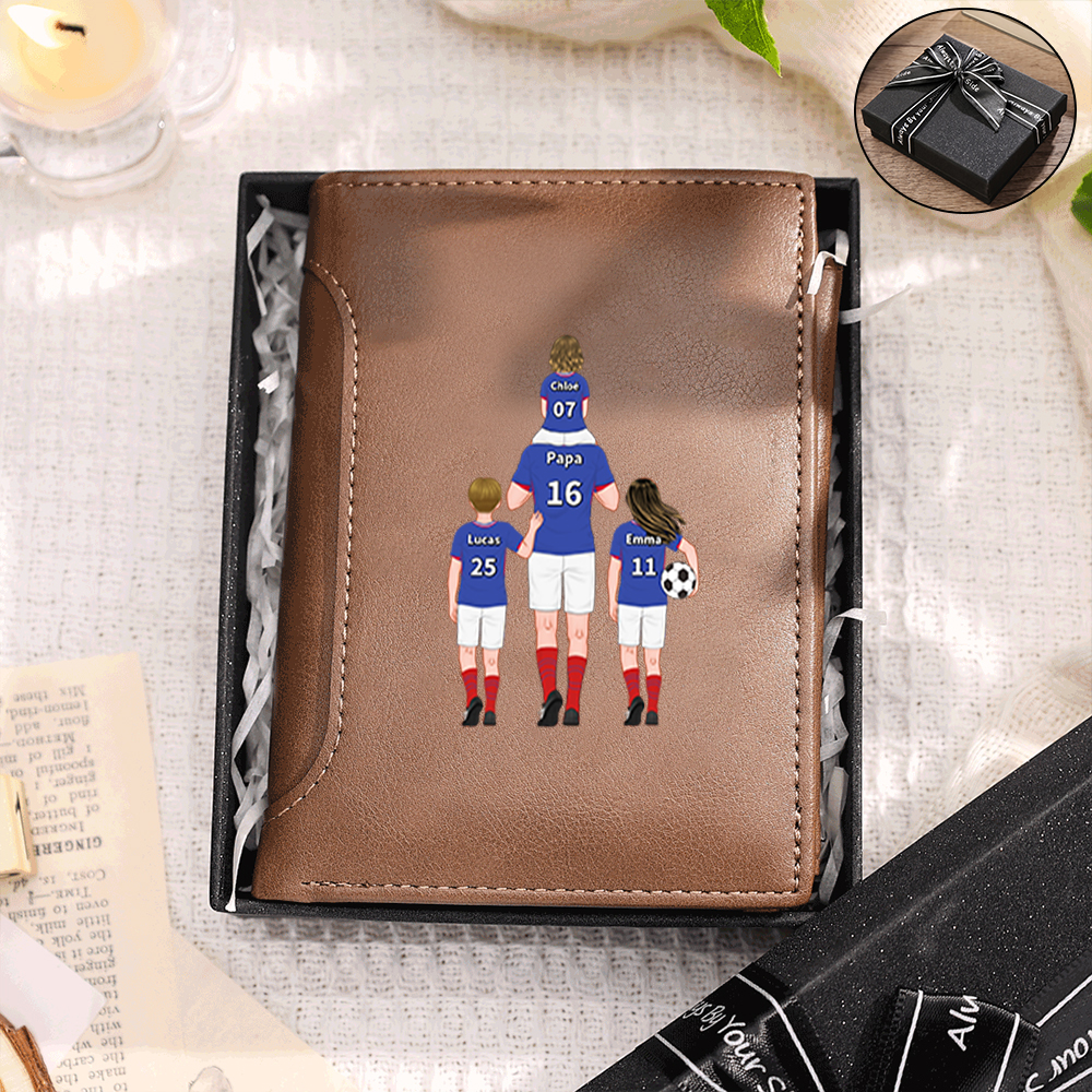 Portefeuille Homme Personnalisé Pour Papa - famille de foot