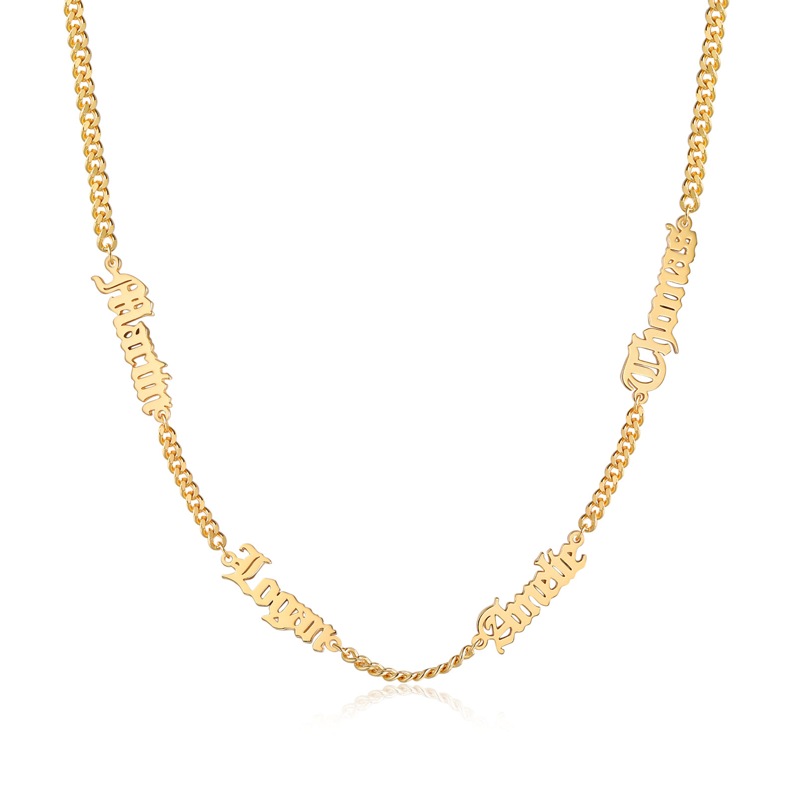 Collier Prénoms Gothique Personnalisable, 1-5 Noms