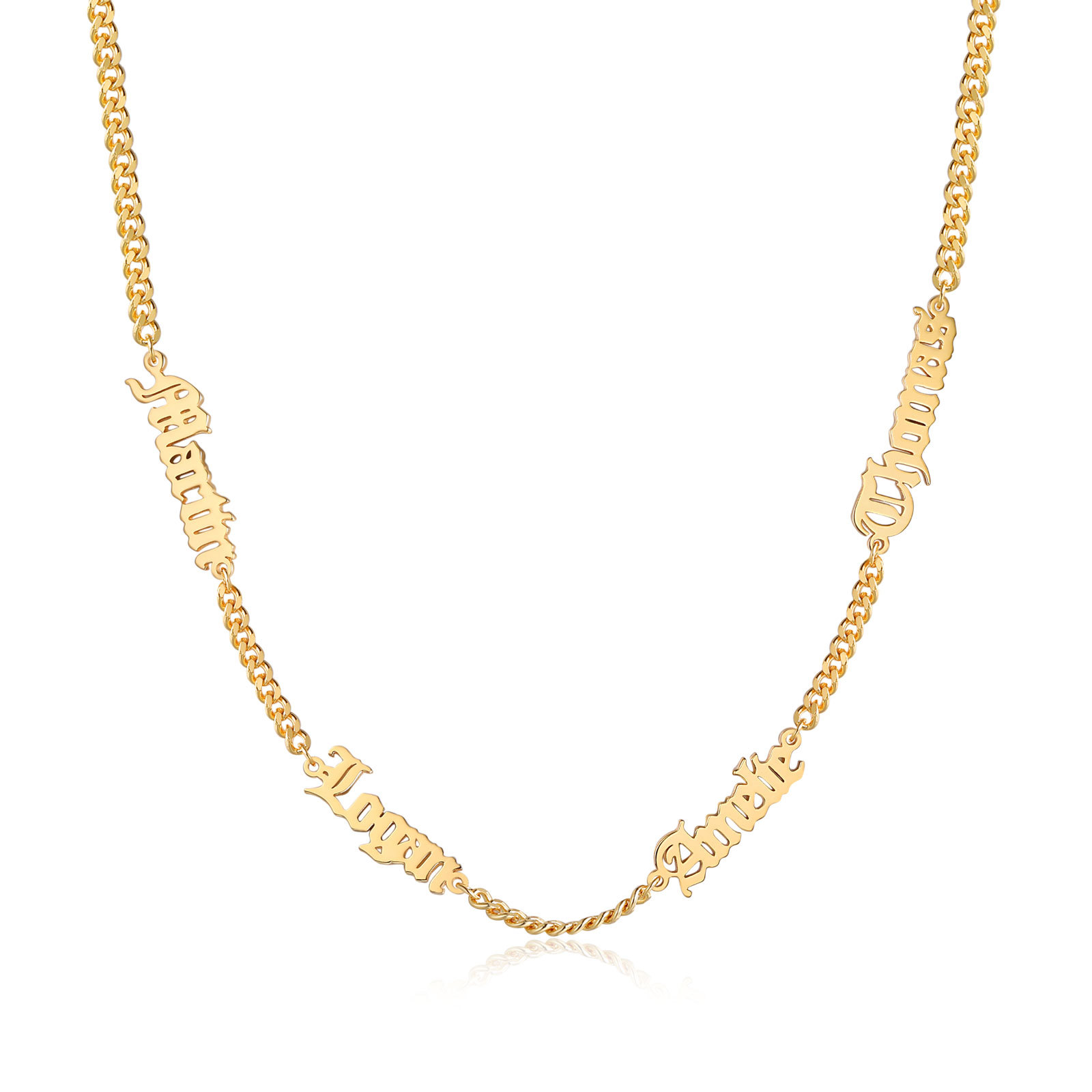 Collier Prénoms Gothique Personnalisable, 1-5 Noms