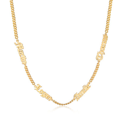 Collier Prénoms Gothique Personnalisable, 1-5 Noms