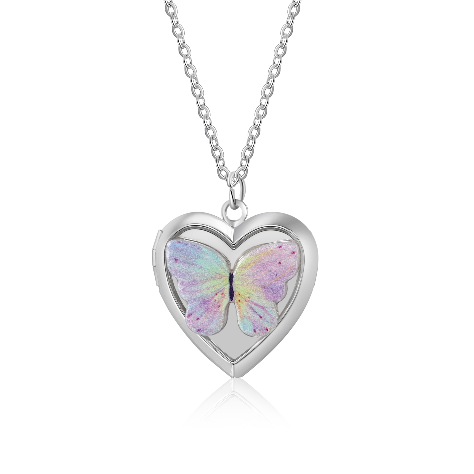 Collier Médaillon Coeur avec Papillon – Porte-Photo Double Souvenir Personnalisable pour Femme